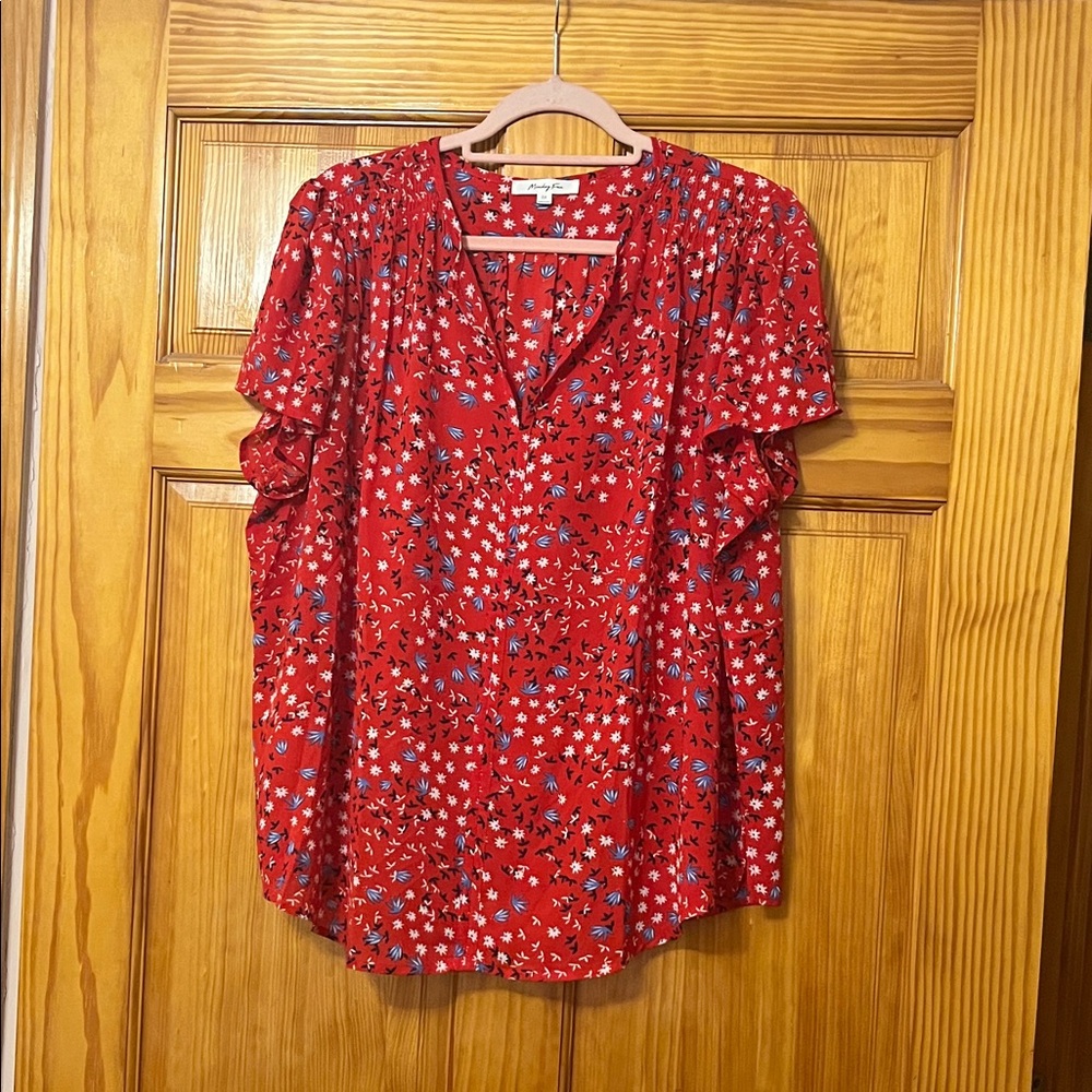 Elegant Red Floral Blouse